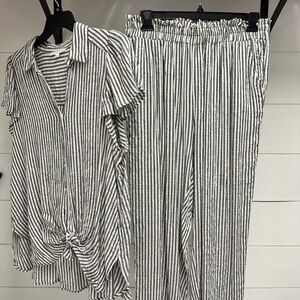Jan Delancey Striped Top and Pants Set